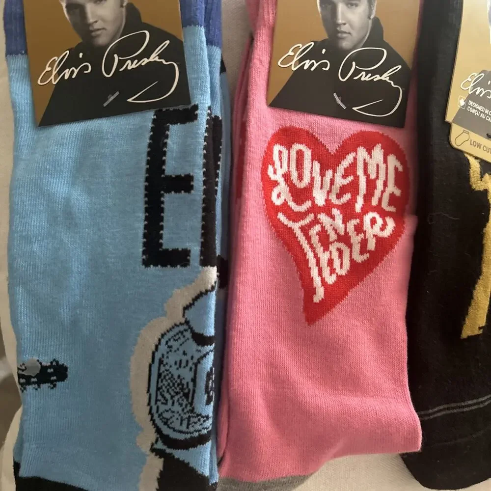 Elvis Presley Rock n Roll Music Novelty Crew Socks Unisex/Mens 6-12 4 Pair NWT